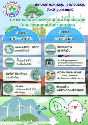 ประชาสัมพันธ์มาตรการลดการใช้พลังงานและน้ำมันเชื้อเพลิง เทศบาลตำบลตาลสุม อำเภอตาลสุม จังหวัดอุบลราชธานี